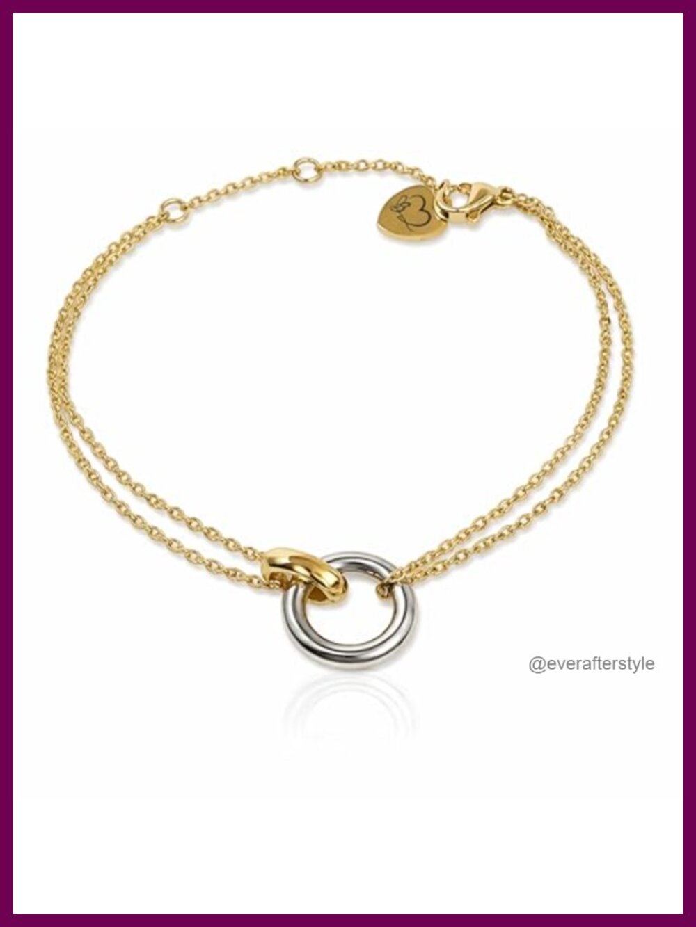 Interlocking Rings Bracelet 14K Gold Plated Stainless Steel Hypoallergenic